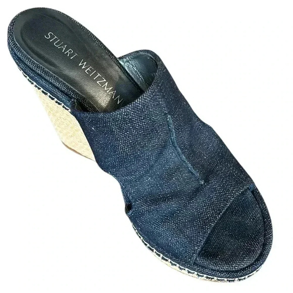 Stuart Weitzman Ponte Navy Antique Denim Wedge Size 6 - Picture 7 of 7